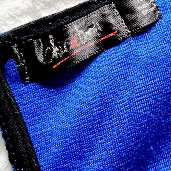 Chicaboom, black + blue, fit + flare, high neck, sleeveless, short dress - Picture 8 of 9